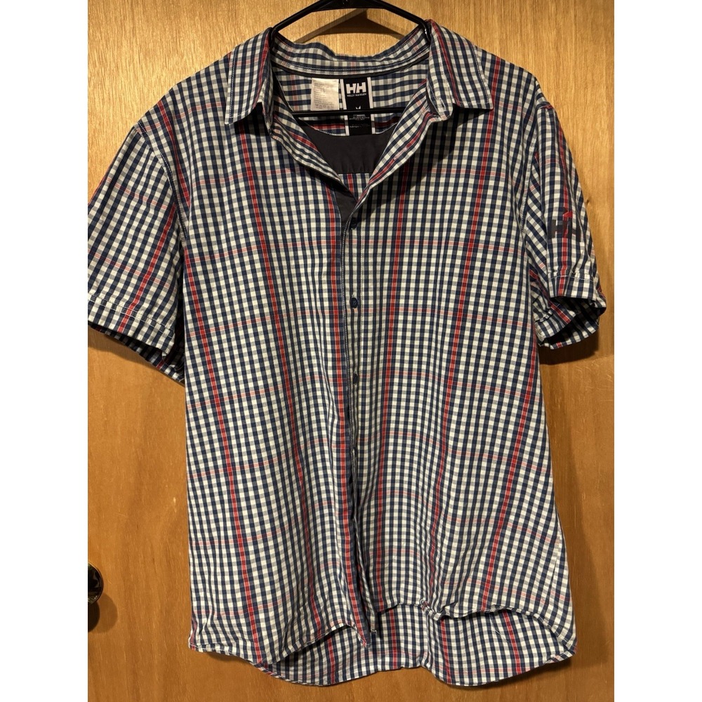 Helly Hanson XL Red White And Blue Short Sleeve Button Up (H1)